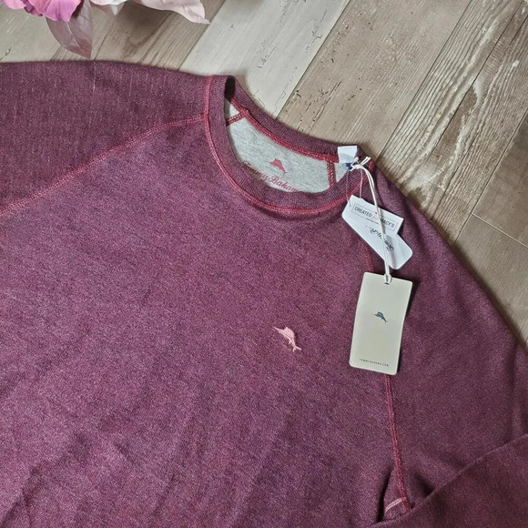 NWT Tommy Bahama Bayview Logo Knit Crewneck Sweater Dark Red Size Large - Picture 11 of 15